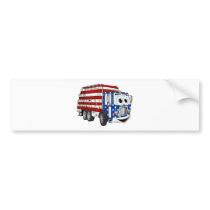 Patriotic Garbage Truck Cartoon Bumper Sticker