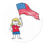 Patriotic Girl Round Stickers