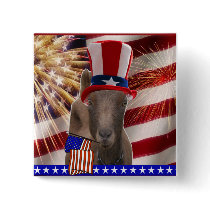 PATRIOTIC GOAT 4th OF JULY GIFTS Pinback Button