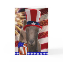 PATRIOTIC GOAT 4th OF JULY GIFTS Greeting Card