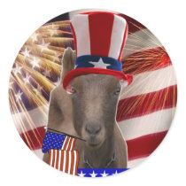 PATRIOTIC GOAT 4th OF JULY GIFTS Round Sticker