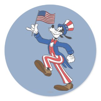 Patriotic Goofy Round Sticker