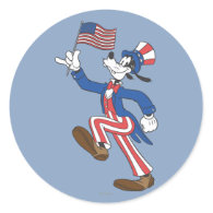 Patriotic Goofy Round Sticker