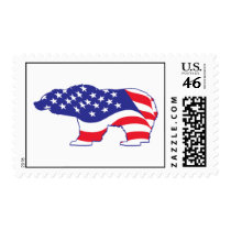 Patriotic Grizzly Bear Postage Stamp