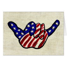 Patriotic hang loose stars stripes greeting card