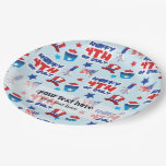 Patriotic happy 4th july paper plate