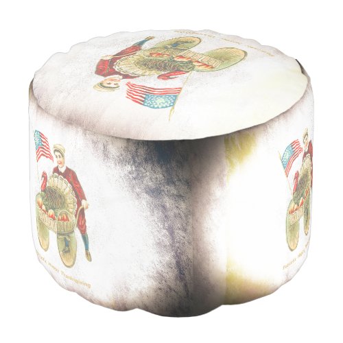 Patriotic Happy Thanksgiving Polyester Poufs Round Pouf