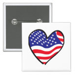 Patriotic Heart Design Buttons