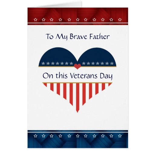 Patriotic Heart Father Veterans Day Card  Zazzle