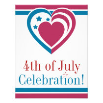Patriotic Heart - July 4th invitations