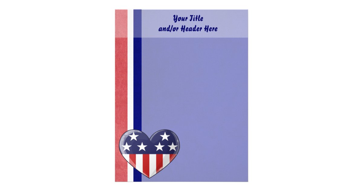 Patriotic Heart Letterhead | Zazzle