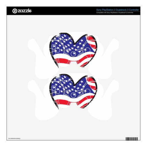 Patriotic Heart - USA Flag PS3 Controller Skins