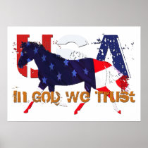 Patriotic Horse - In God We Trust posters