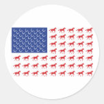 Patriotic Horses American Flag Round Stickers