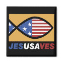 Patriotic Jesus Saves magnet