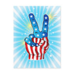 Patriotic July 4th Victory Hand w/ Stars & Stripes Postcards