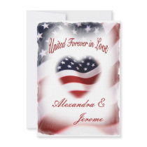 PATRIOTIC Military American Flag Wedding Custom Invite