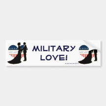 Patriotic Military Love Silhouette Bumper Sticker