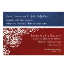 Patriotic Military Red White and Blue Wedding Custom Invitation