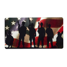 Patriotic Military Soldier Silhouettes Personalized Shipping Label