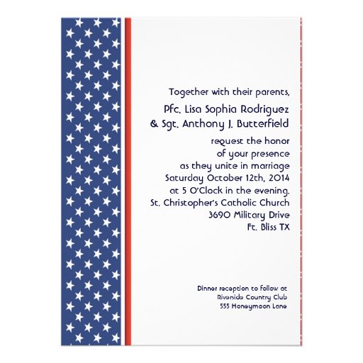 Patriotic Military Stars and Stripes Wedding Announcements