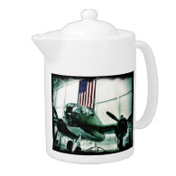 Patriotic Military WWII Plane with American Flag