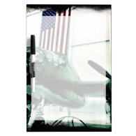 Patriotic Military WWII Plane with American Flag Dry Erase White Board