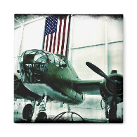 Patriotic Military WWII Plane with American Flag Magnet
