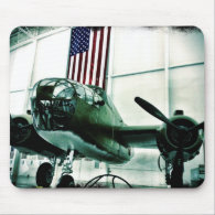 Patriotic Military WWII Plane with American Flag Mouse Pads