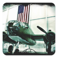 Patriotic Military WWII Plane with American Flag Sticker