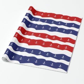 Patriotic Nautical Anchors Red White and Blue
