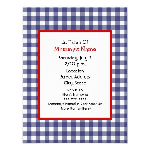 Patriotic Neutral Baby Shower - Red White & Blue Custom Announcement