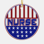 PATRIOTIC NURSE RED WHITE BLUE  CHRISTMAS ORNAMENT