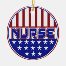PATRIOTIC NURSE RED WHITE BLUE  CHRISTMAS ORNAMENT