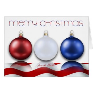 Patriotic Ornaments and Flag Christmas Card