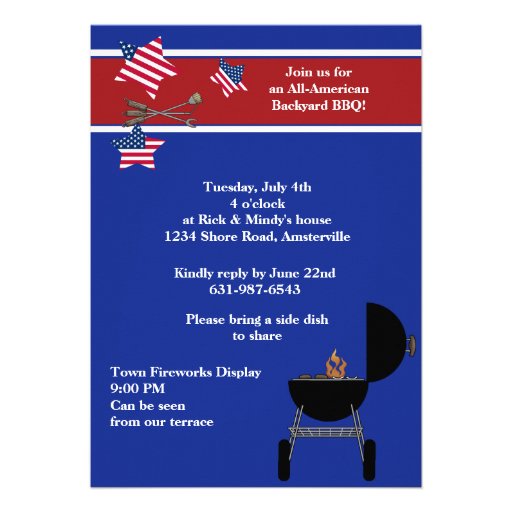 Patriotic Party BBQ Invitation (front side)