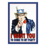 Patriotic Party Invitation: Vintage Uncle Sam
