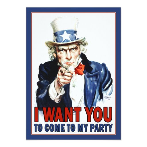 Patriotic Party Invitation: Vintage Uncle Sam Card