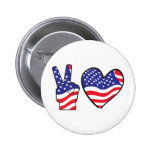 Patriotic Peace Sign and Heart Buttons