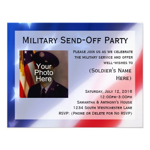 Patriotic Photo Military Send-off Party Invitation (front side)