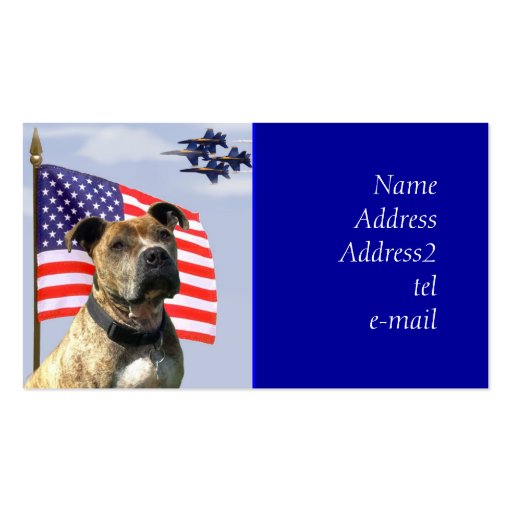 Patriotic Pitbull business card (front side)