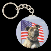 Patriotic pitbull keychain keychains