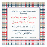 Patriotic Plaid Stripes Square Invitations