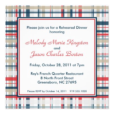 Patriotic Plaid Stripes Square Invitations