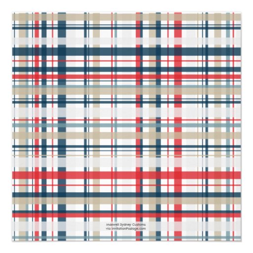 Patriotic Plaid Stripes Square Invitations