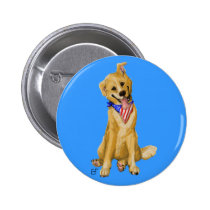 "Patriotic Pup" Dog With American Flag Bandana buttons