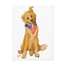 "Patriotic Pup" Dog With American Flag Bandanna Post Card