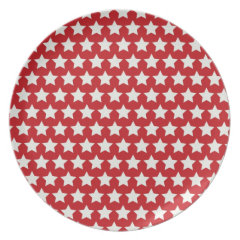 Patriotic Red and White Stars Pattern 4th of July Party Plate