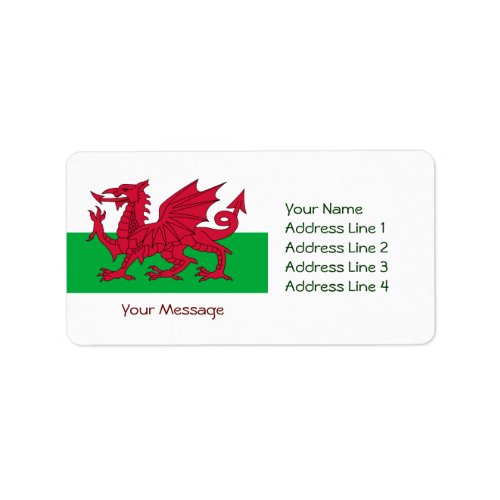 Patriotic Red Dragon Of Wales Name Address Labels label