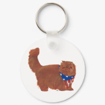 Patriotic Red Longhair Persian Cat keychains